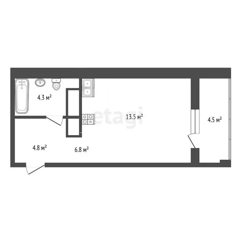 Квартира-студия: Тюмень, улица Разведчика Кузнецова, 16 (23 м) - Фото 1