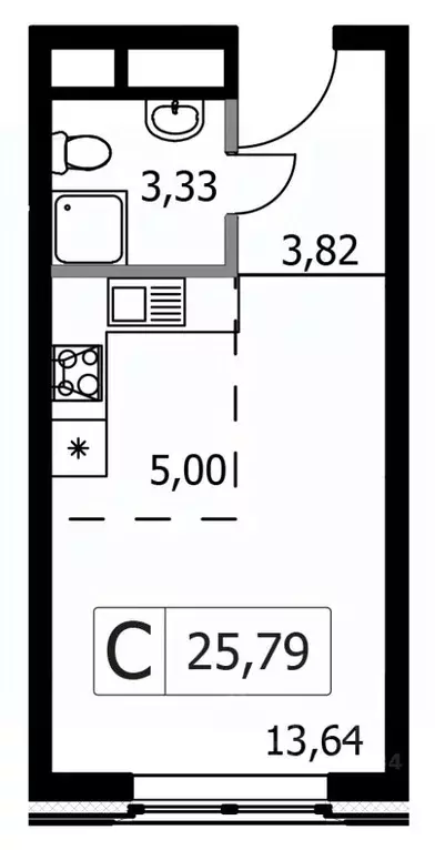 Студия Москва Городские Истории жилой комплекс, к1 (25.79 м) - Фото 0