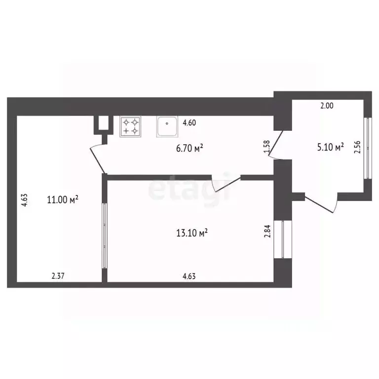 2-к кв. Крым, Феодосия ул. Федько, 115 (35.9 м) - Фото 1
