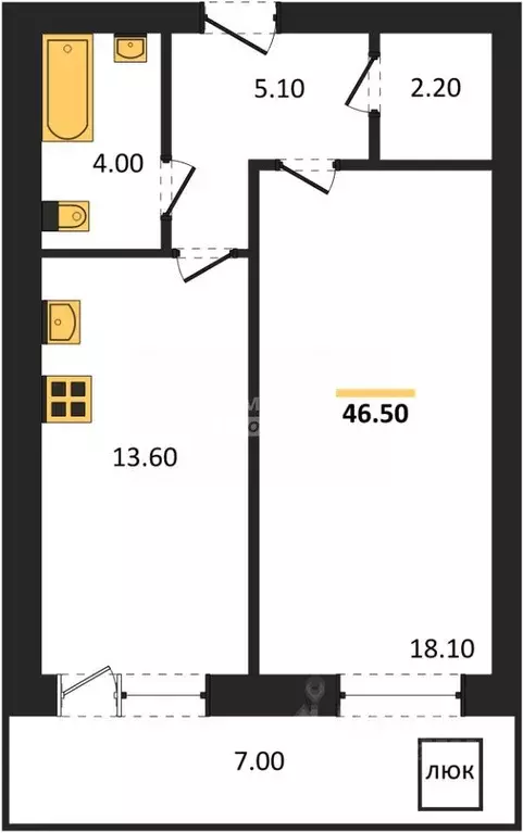 1-к кв. Самарская область, Самара просека 3-я, 1 (46.5 м) - Фото 1