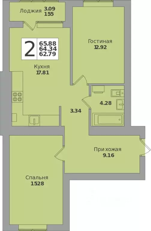 2-к кв. Калининградская область, Калининград Минусинская ул., 7 (65.88 ... - Фото 0