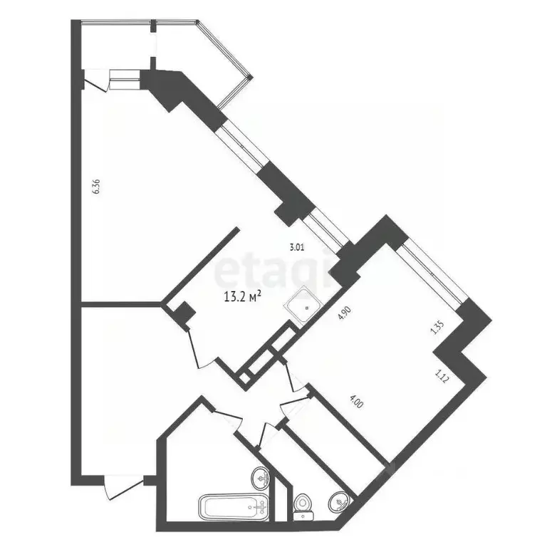2-к кв. Красноярский край, Красноярск ул. Авиаторов, 41 (87.9 м) - Фото 1