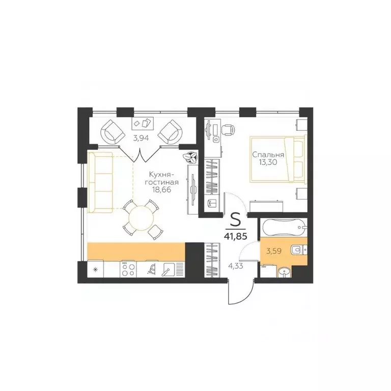 1-к кв. Тульская область, Тула городской округ, пос. Молодежный 8А ... - Фото 1