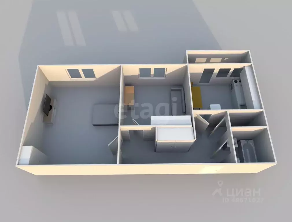 2-к кв. Сахалинская область, Долинск ул. Вилкова, 12 (52.3 м) - Фото 1