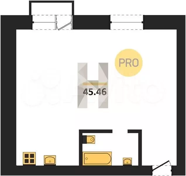 2-к. квартира, 45,5 м, 2/4 эт. - Фото 0