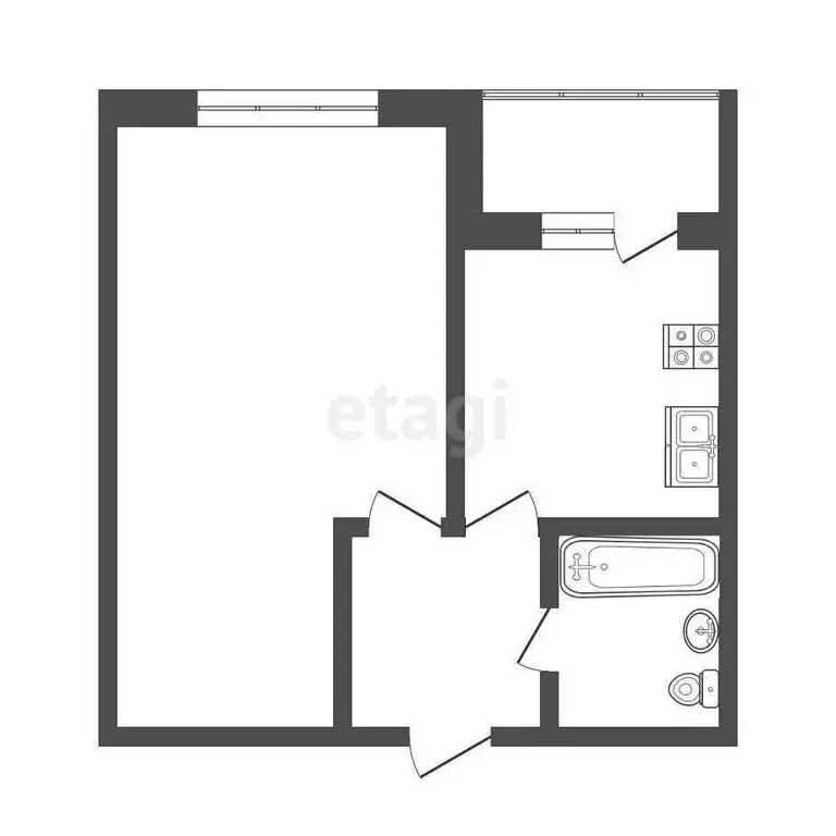 1-комнатная квартира: Тюмень, Велижанская улица, 72 (34.9 м) - Фото 1