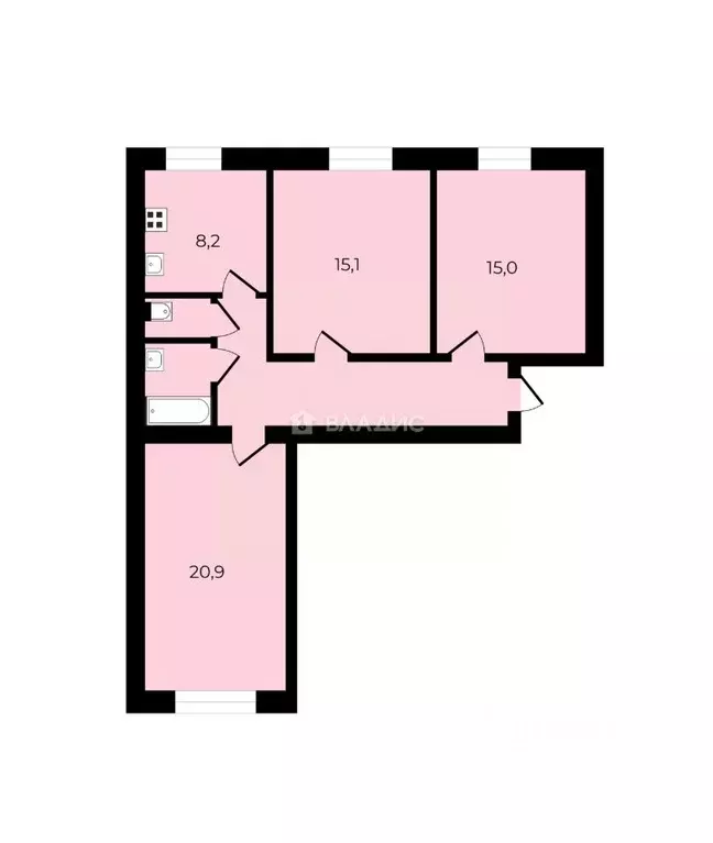 Комната Москва Автомоторная ул., 6 (20.9 м) - Фото 2