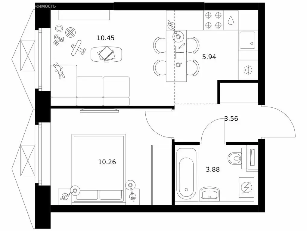 1-комнатная квартира: Москва, Ижорская улица, 6к6 (34.09 м) - Фото 0