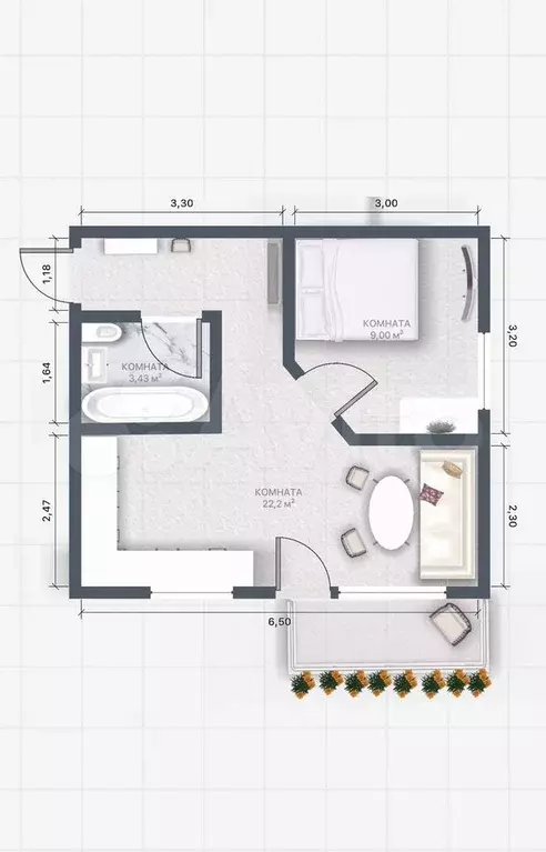 1-к. квартира, 31 м, 3/4 эт. - Фото 0