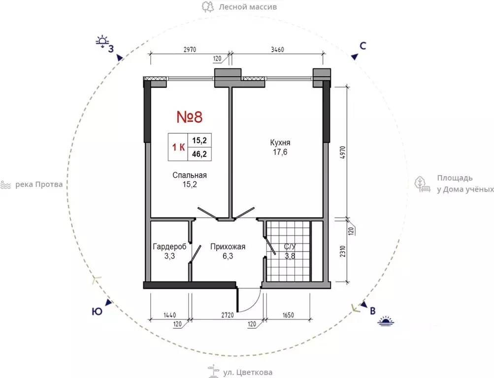 1-к кв. Калужская область, Обнинск ул. Усачева (46.2 м) - Фото 0
