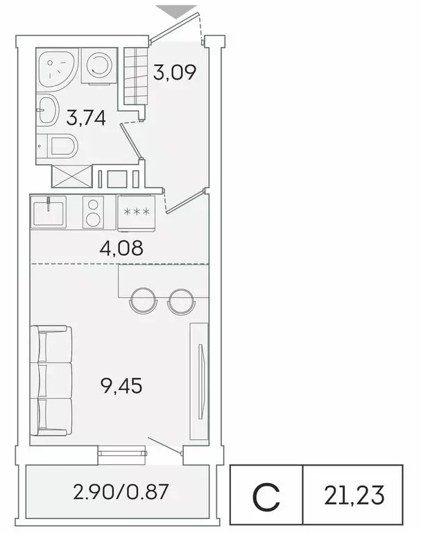 Квартира-студия: Мурино, Екатерининская улица, 11 (20.5 м) - Фото 0