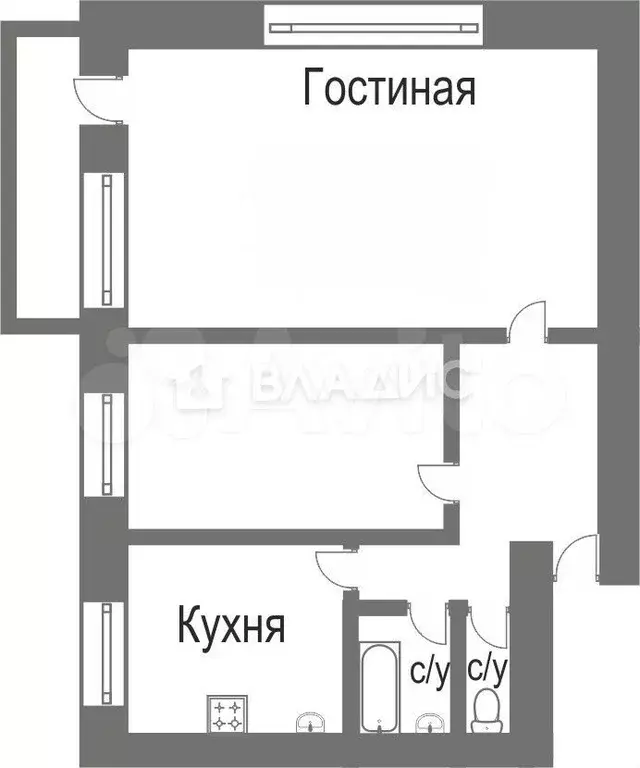 2-к. квартира, 41,2 м, 2/5 эт. - Фото 0