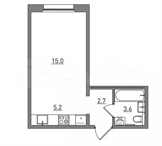 Квартира-студия, 26,5 м, 8/17 эт. - Фото 1