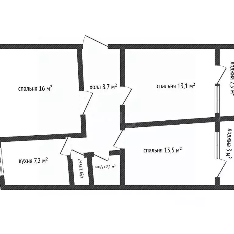3-к кв. Адыгея, Майкоп Железнодорожная ул., 170 (61.8 м) - Фото 2