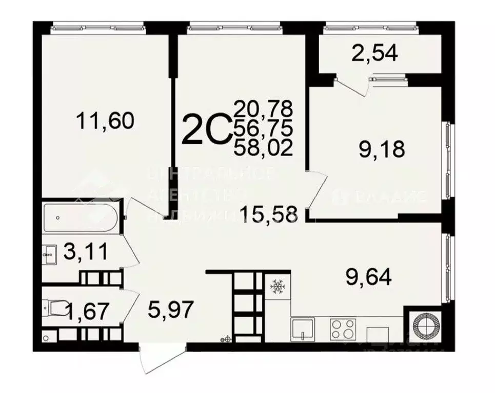 2-к кв. Рязанская область, Рязань Березовая ул., 5к1 (57.1 м) - Фото 2
