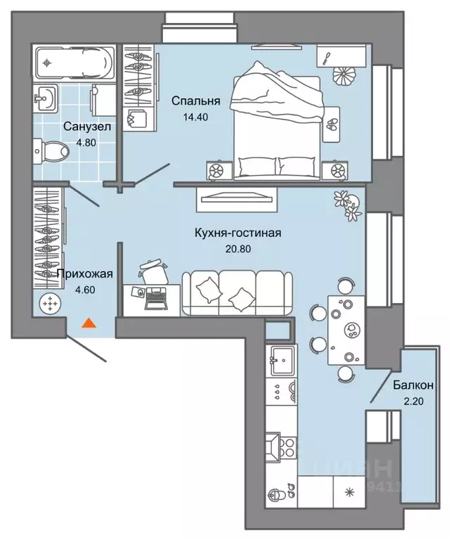 1-к кв. Пермский край, Пермь ул. Дзержинского, 31Б (45.0 м) - Фото 2