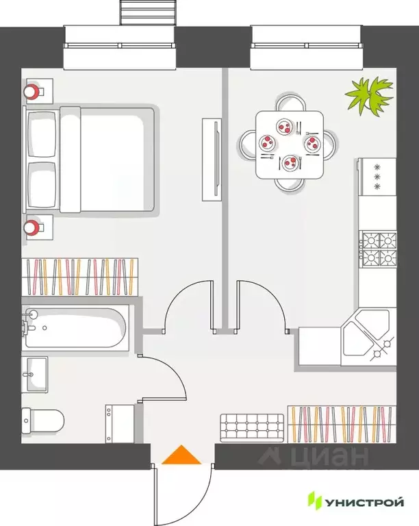 1-к кв. Татарстан, с. Высокая Гора Атмосфера жилой комплекс (34.63 м) - Фото 1