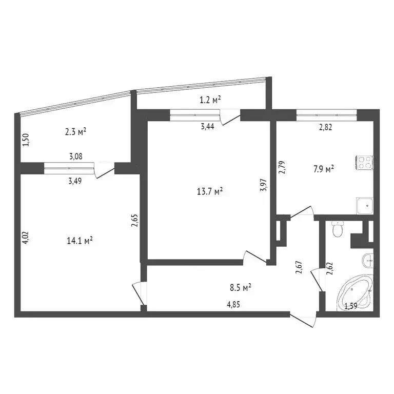2-комнатная квартира: Калининград, улица Горького, 199 (48.1 м) - Фото 0