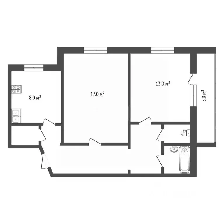 2-к кв. Тюменская область, Тюмень ул. Самарцева, 20 (52.4 м) - Фото 1