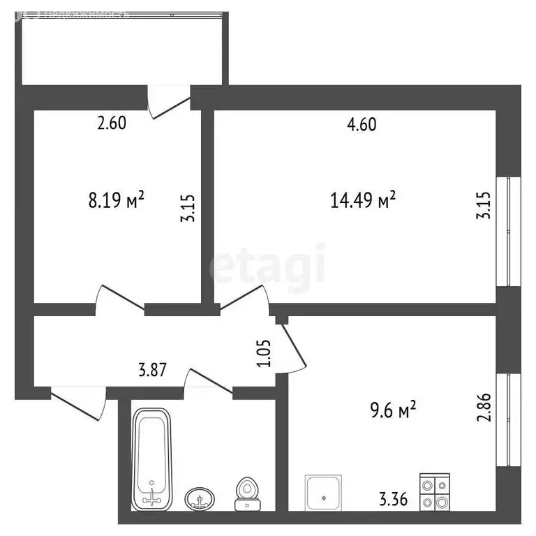 2-комнатная квартира: Ухта, Интернациональная улица, 74/42 (39.4 м) - Фото 1