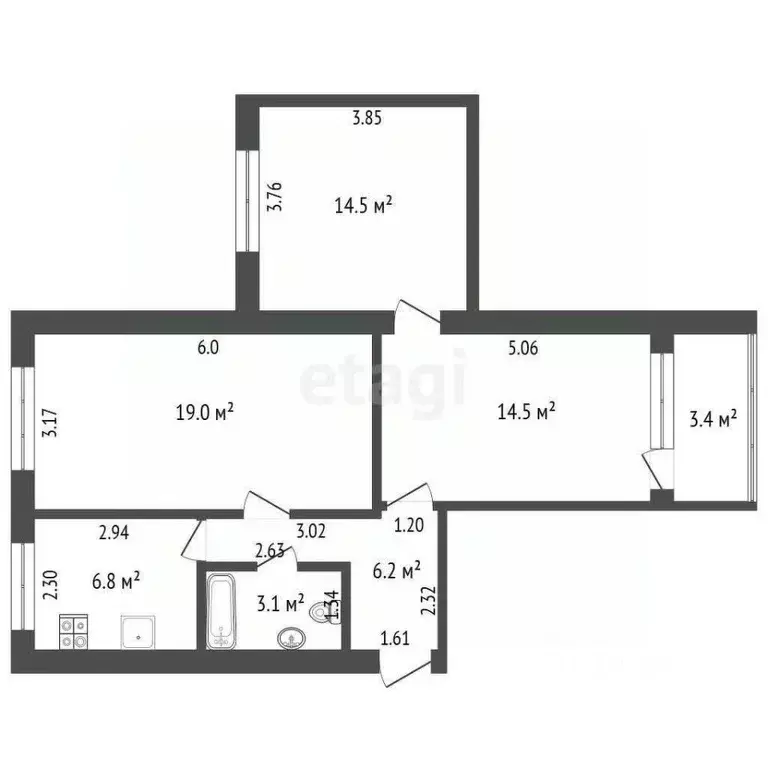3-к кв. Ростовская область, Ростов-на-Дону ул. Ларина, 17 (65.8 м) - Фото 1