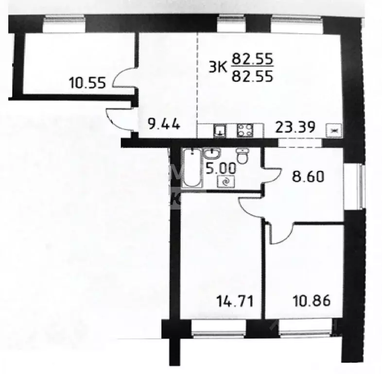 3-к кв. Томская область, Томский район, д. Кисловка, Левобережный мкр ... - Фото 2