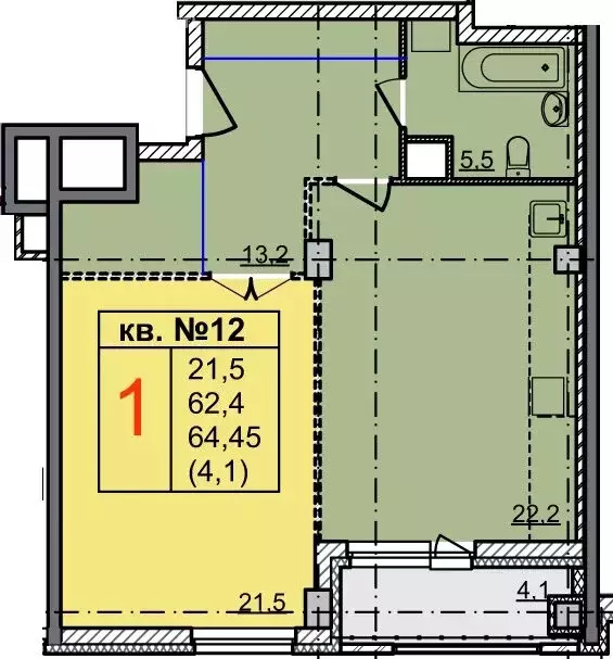 1-комнатная квартира: Нижний Новгород, Артельная улица, 15к1 (63.6 м) - Фото 0