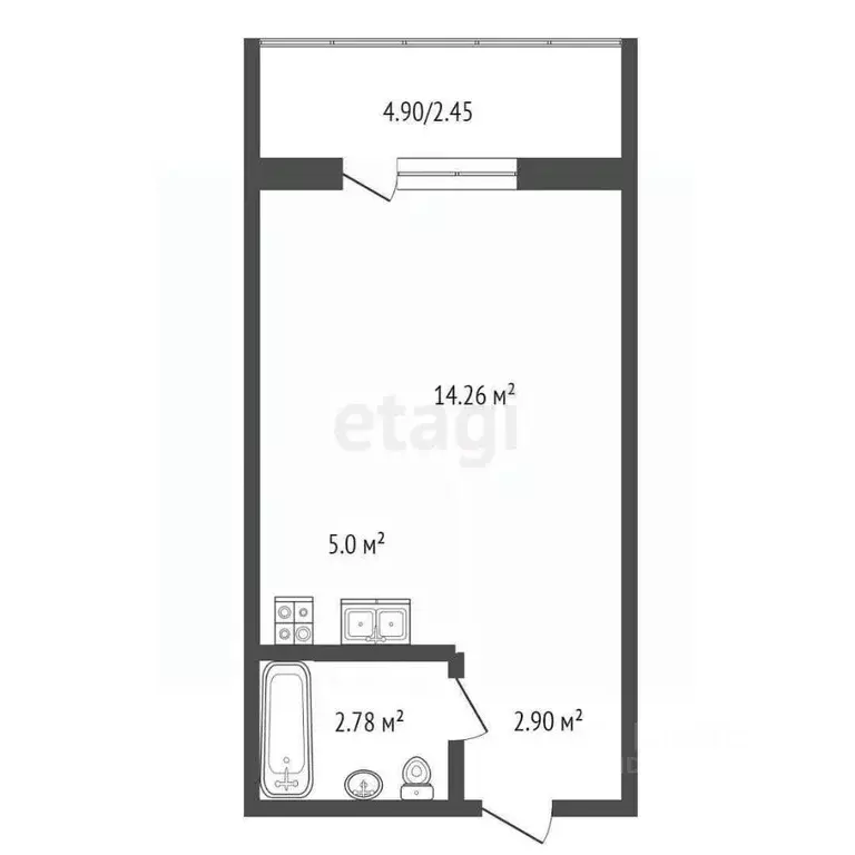 Студия Калужская область, Калуга ул. Минская, 39 (30.1 м) - Фото 2