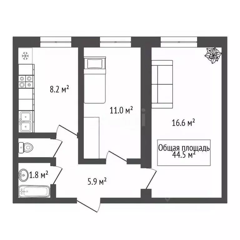 2-к кв. Новосибирская область, Черепановский район, Дорогино рп ул. ... - Фото 2