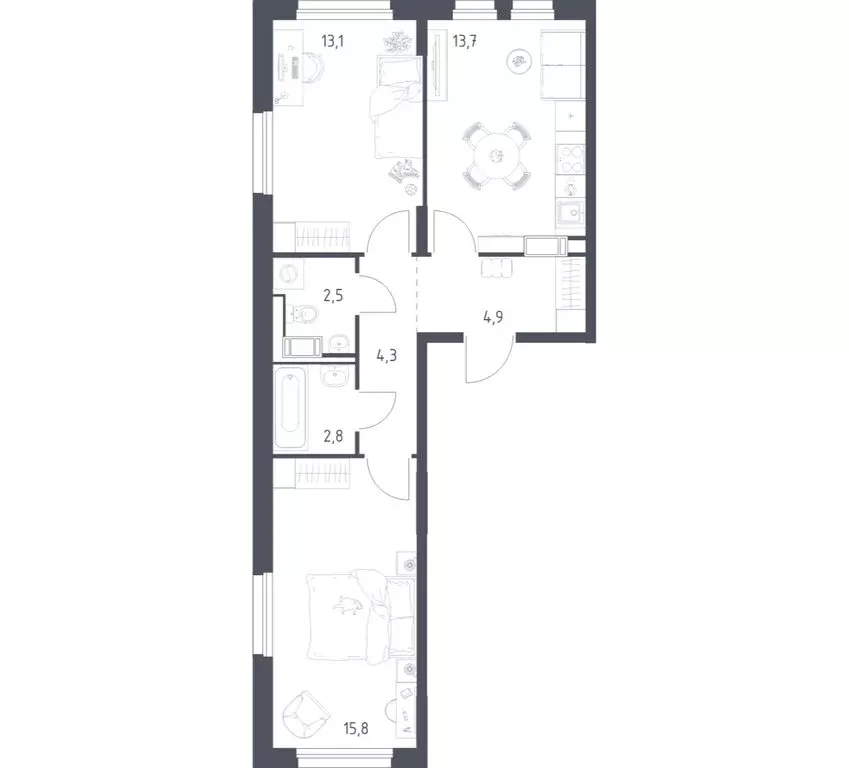 2-комнатная квартира: Мытищи, 1-й Стрелковый переулок, 5 (55 м) - Фото 1