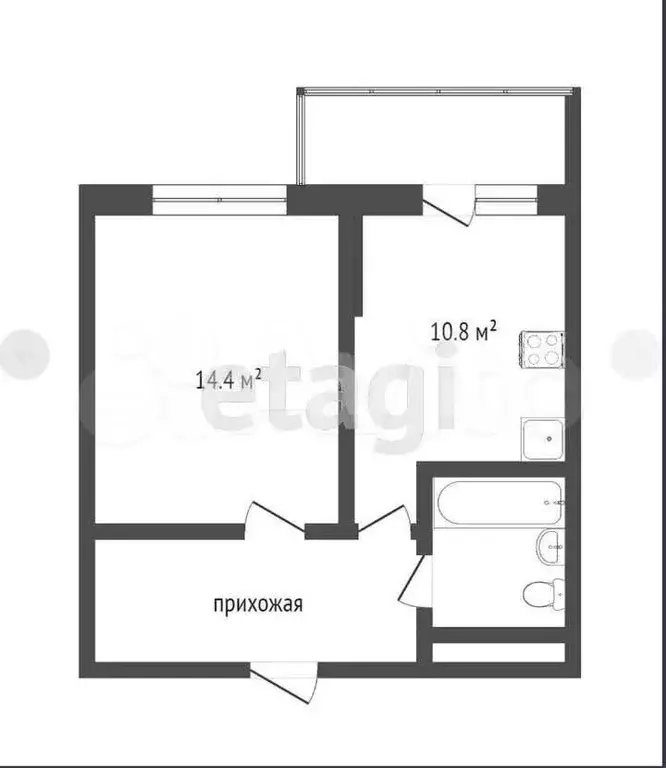 1-к. квартира, 41 м, 14/16 эт. - Фото 1