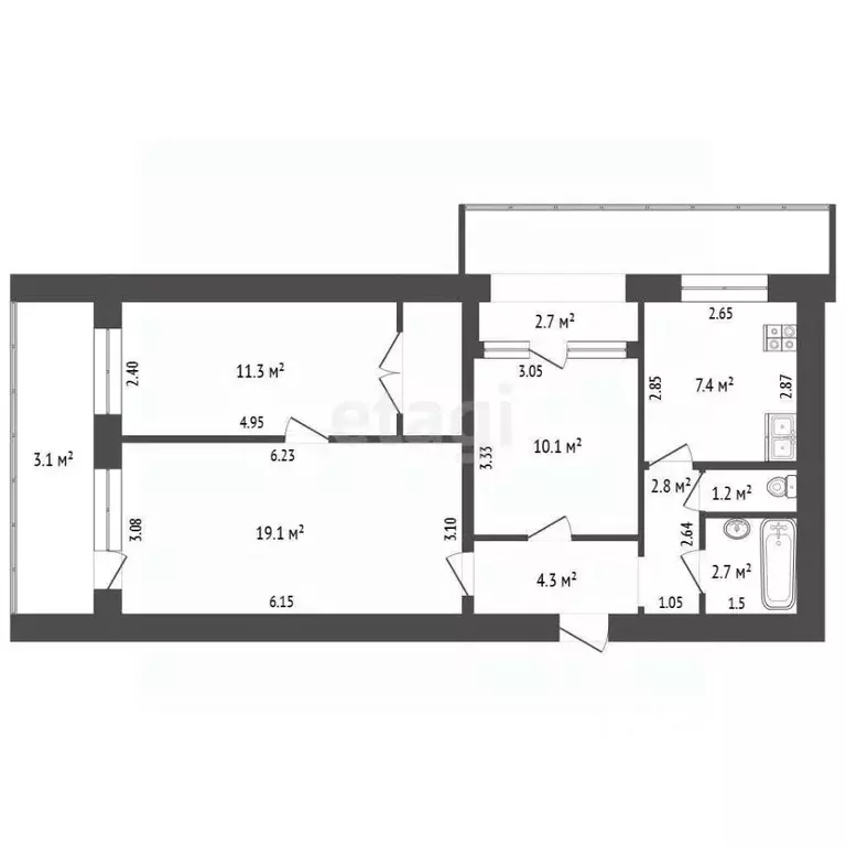 3-к кв. Крым, Феодосия ул. Крымская, 84 (62.4 м) - Фото 2