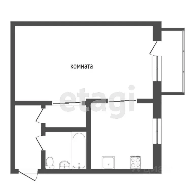 1-к кв. Омская область, Омск просп. Мира, 163 (30.4 м) - Фото 1