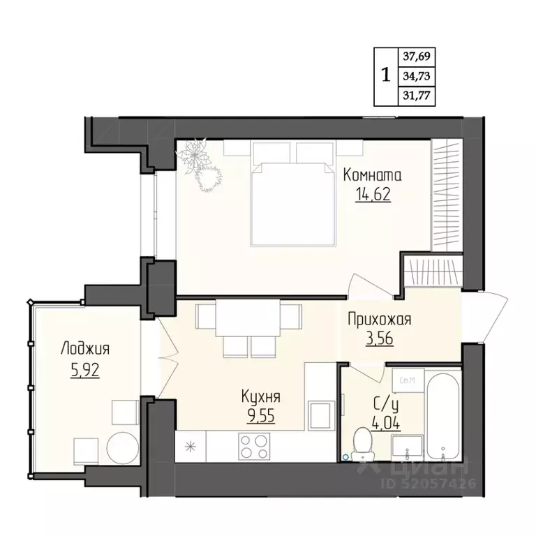 1-к кв. Ярославская область, Ярославль ул. Жуковского, 8 (34.73 м) - Фото 0
