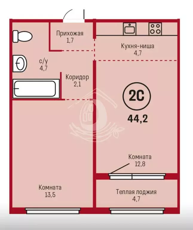2-комнатная квартира: Алтайский край, городской округ Барнаул, рабочий ... - Фото 0