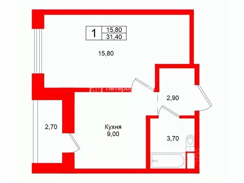 1-к кв. Ленинградская область, Кудрово г. Всеволожский район, ... - Фото 2