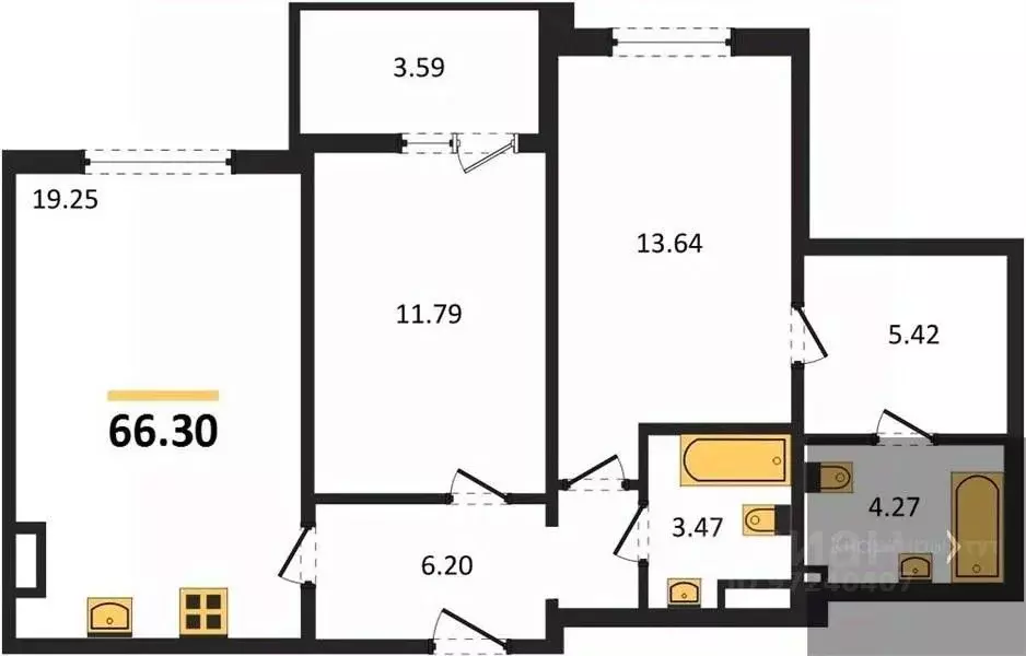 2-к кв. Воронежская область, Воронеж Краснознаменная ул., 72 (66.3 м) - Фото 0