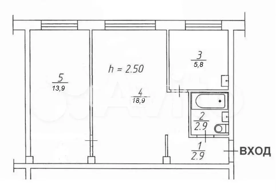 2-к. квартира, 42 м, 1/3 эт. - Фото 0