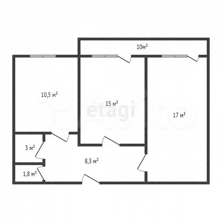 2-к. квартира, 56 м, 8/9 эт. - Фото 0