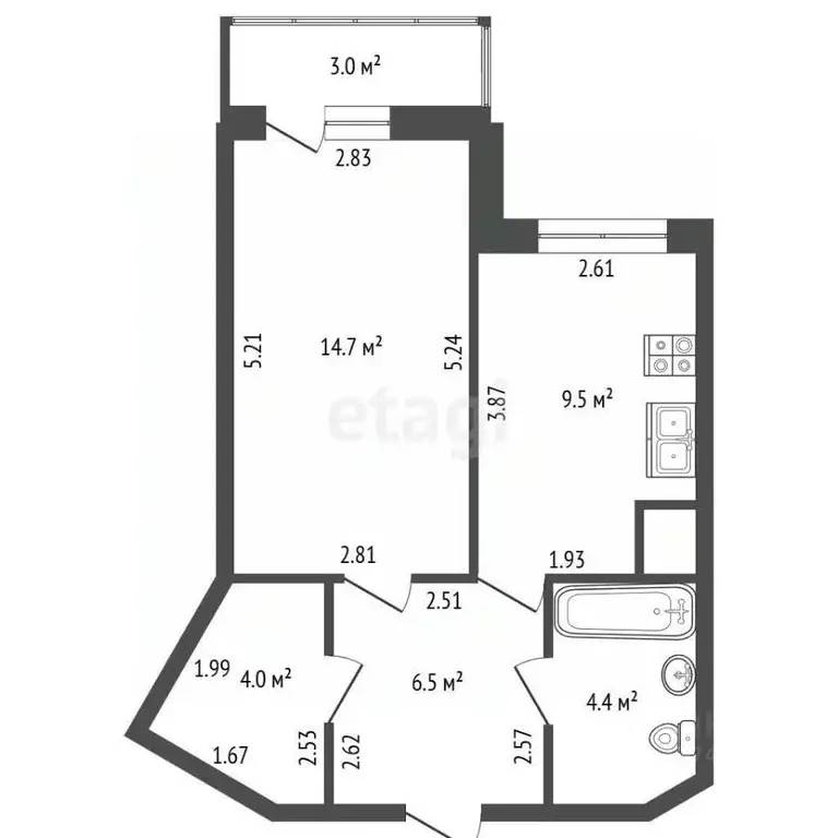 1-к кв. Санкт-Петербург просп. Космонавтов, 23к3 (39.1 м) - Фото 2