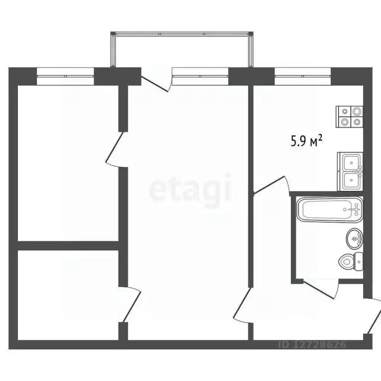 2-к кв. Калужская область, Калуга Привокзальная ул., 8 (42.5 м) - Фото 2
