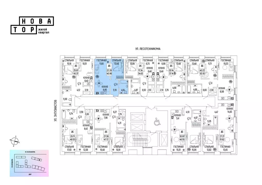 2-к кв. Башкортостан, Уфа Глумилино-1 мкр, Новатор жилой комплекс ... - Фото 2