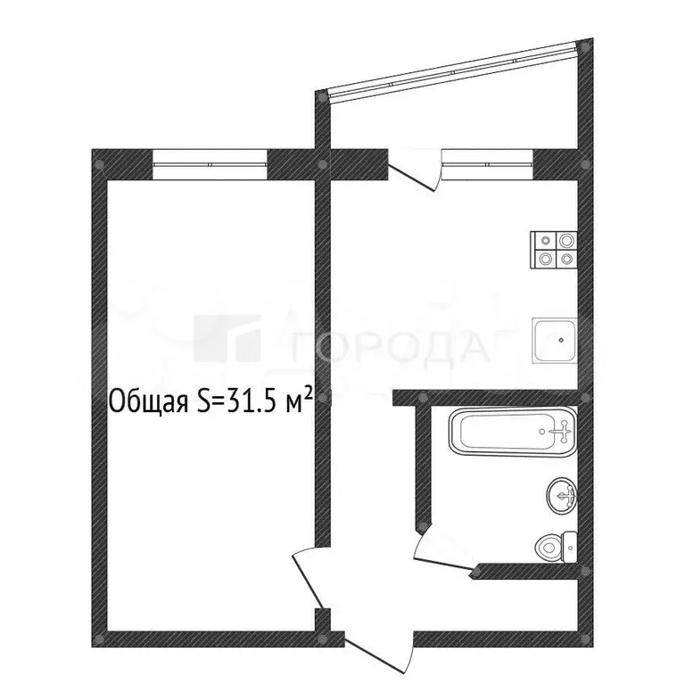 1-к. квартира, 31,5 м, 5/10 эт. - Фото 1