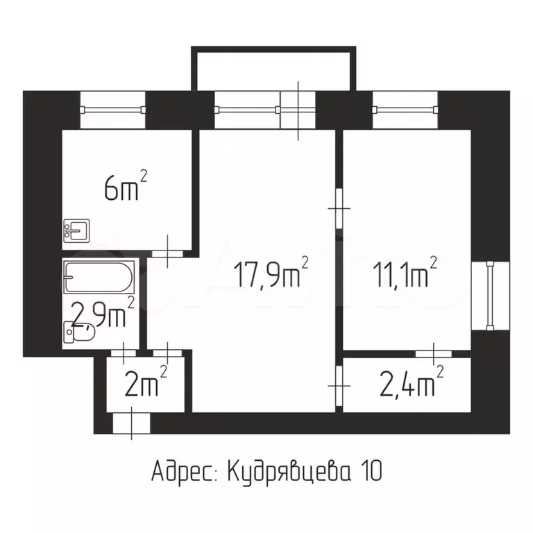 2-к. квартира, 41,9 м, 4/5 эт. - Фото 0