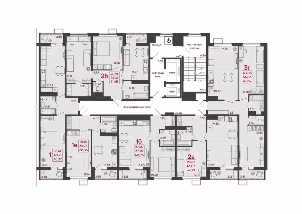 2-к кв. Пензенская область, Пенза ул. Измайлова, 41Б (46.21 м) - Фото 2