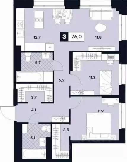 3-к кв. Москва Лодочная ул., 27К2 (76.0 м) - Фото 0