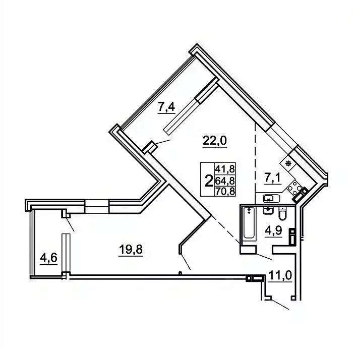 2-к кв. Приморский край, Владивосток Лесная ул., 1В/1 (70.8 м) - Фото 1