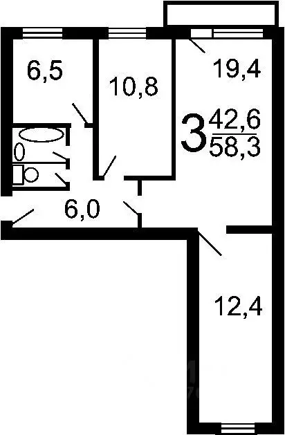 3-к кв. Санкт-Петербург ул. Софьи Ковалевской, 13К4 (58.6 м) - Фото 2