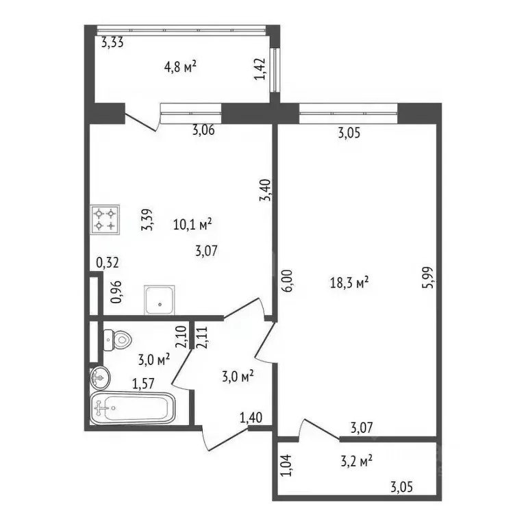 1-к кв. Башкортостан, Уфа Грозненская ул., 69/7 (37.6 м) - Фото 2