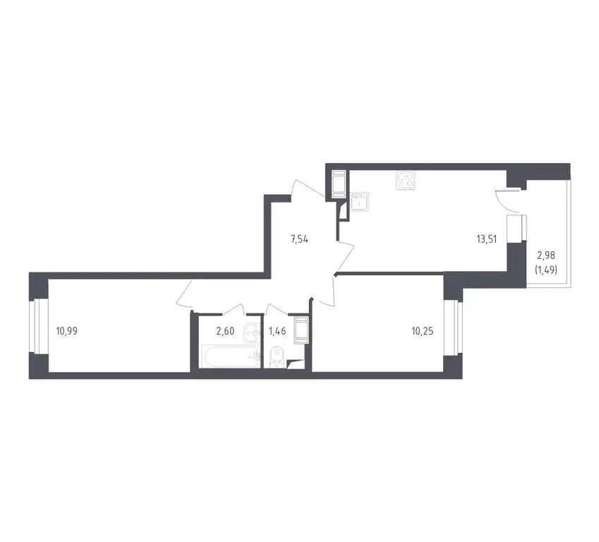 2-комнатная квартира: Колпино, Загородная улица, 45к3 (48.2 м) - Фото 1
